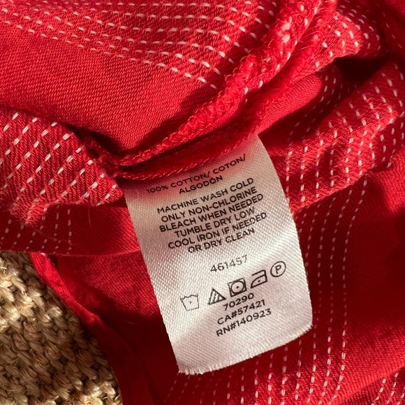 Red striped wrap LOFT Top - Picture 3 of 7